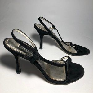 DOLCE & GABBANA Black Suede Slingback Sandals 5.5